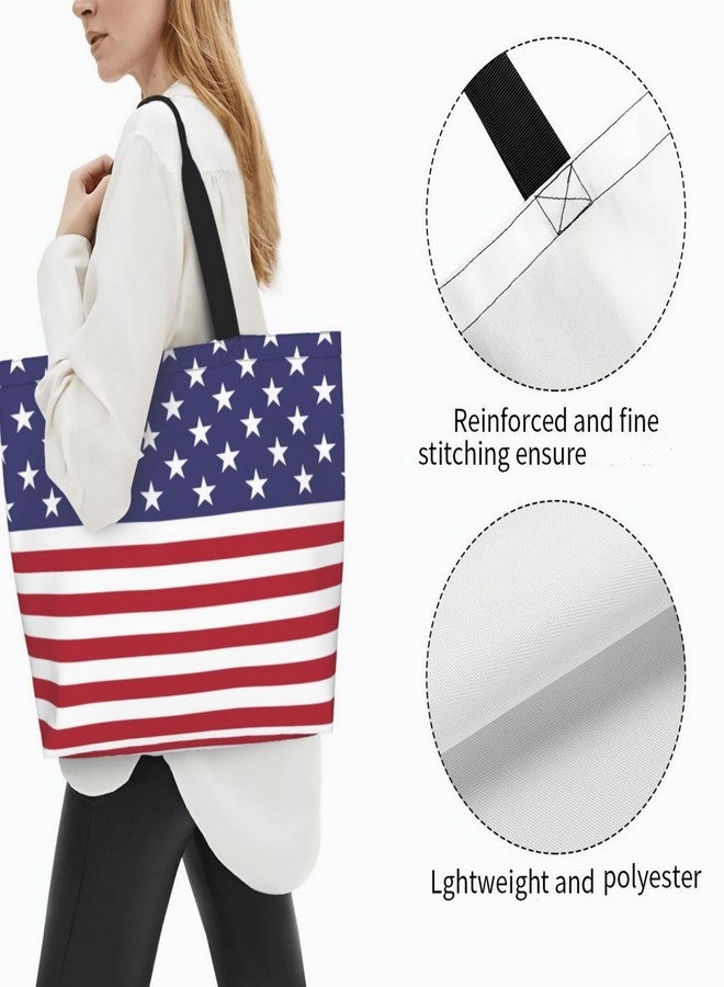 ASYG Cute American Flag Tote Bag for Women and Men Reusable Shoulder Bags for Gym, Shopping, Beach,Travel - Image 4